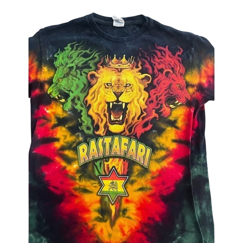 Rastafari Lion Tie Die T Shirt Size Medium Delta Pro Weight - Picture 2 of 5